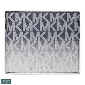 Michael Kors Cooper Ombré Signature Logo Billfold Wallet Black White NEW